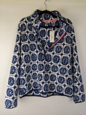Vineyard Vines Shep Shirts Printed Monkey Fleece 1/2 Zip Deep Bay Size Large NWT